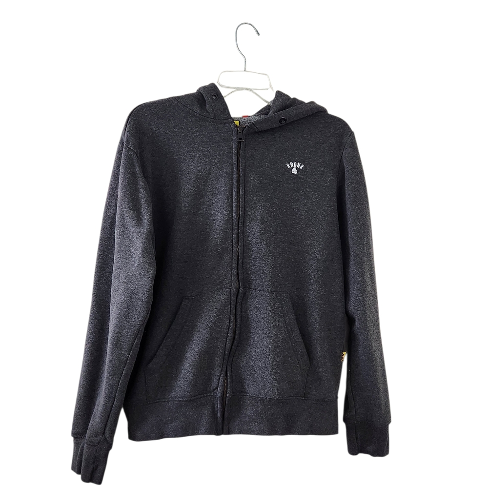 KRONK Boxing Gym Mens Hoodie Large Sweatshirt Gray Zip Up Pocket